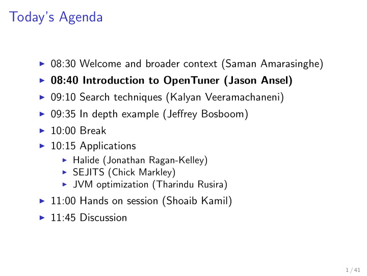 today s agenda