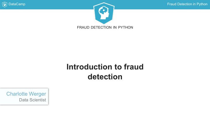 introduction to fraud detection
