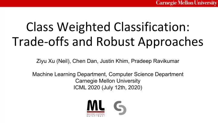 class weighted classification trade offs and robust