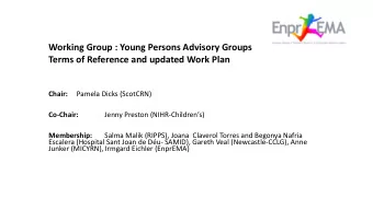 Working Group : Young Persons Advisory Groups Terms of Reference and updated Work Plan  Chair: