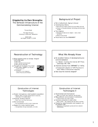 1  Layering of Protocols  Protocol  FTP Client  Mail client  Web  Many  browser  others.
