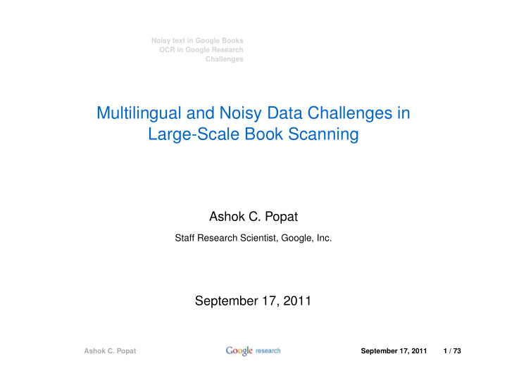 multilingual and noisy data challenges in large scale