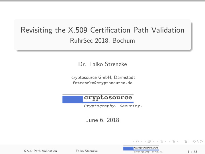 revisiting the x 509 certification path validation