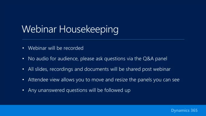 webinar housekeeping