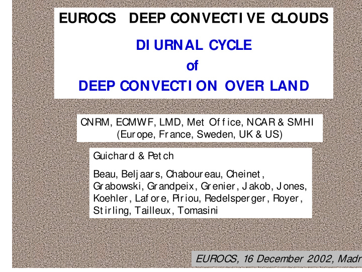 eurocs deep convecti ve clouds di urnal cycle of deep