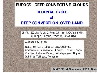 EUROCS  DEEP CONVECTI VE CLOUDS  DI URNAL CYCLE  of  DEEP CONVECTI ON OVER LAND  CNRM, ECMWF, LMD,