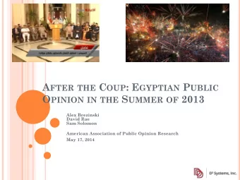 O PINION IN THE S UMMER OF 2013  Alex Brezinski  David Rae  Sam Solomon  American Association of