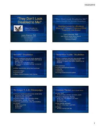 They Dont Look  They Dont Look Disabled to Me!  Ethical Insights for Invisible