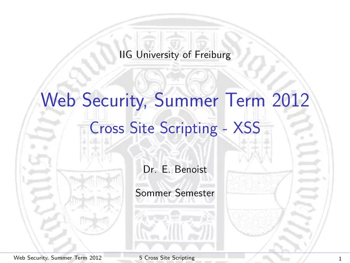 web security summer term 2012