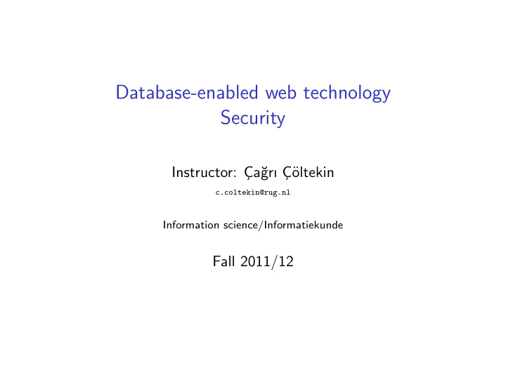 database enabled web technology security