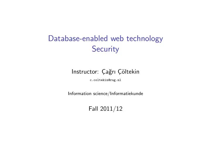 database enabled web technology security