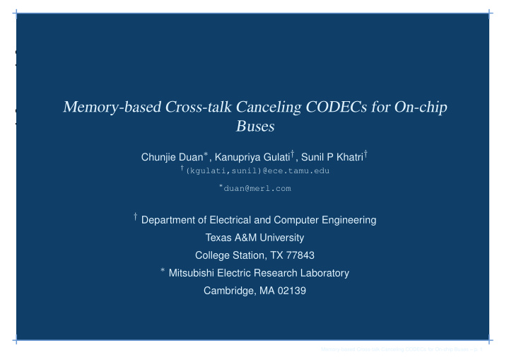 memory based cross talk canceling codecs for on chip buses