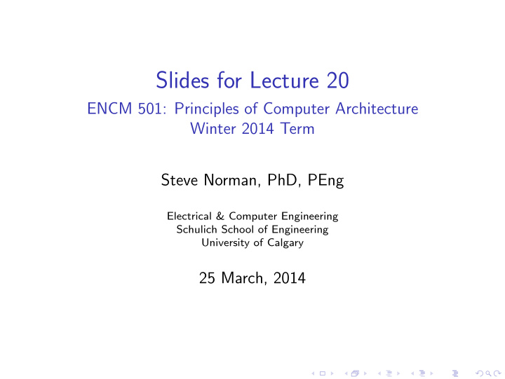 slides for lecture 20