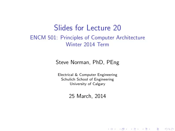 slides for lecture 20