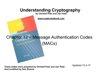 Understanding Cryptography  by Christof Paar and Jan Pelzl  www.crypto-textbook.com  Chapter 12