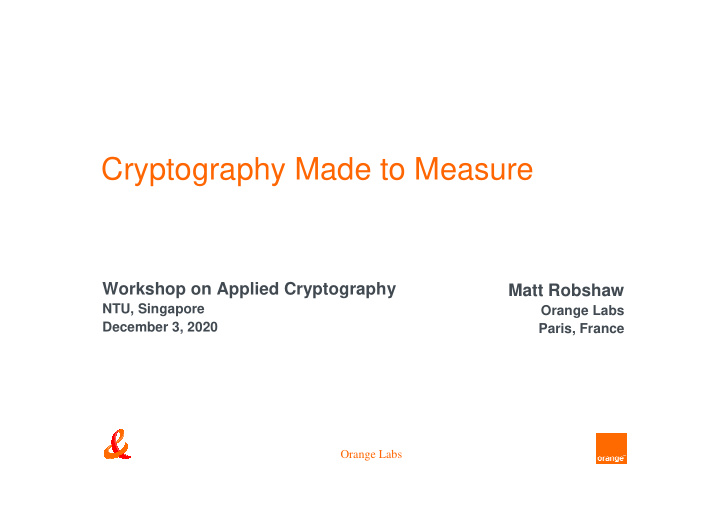 cryptography made to measure