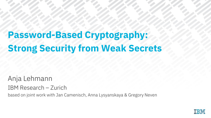 password based cryptography strong security from weak