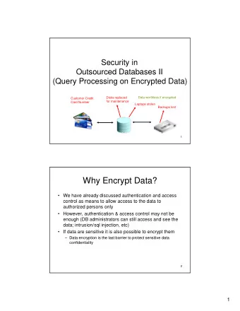 Why Encrypt Data?   We have already discussed authentication and access  control as means to