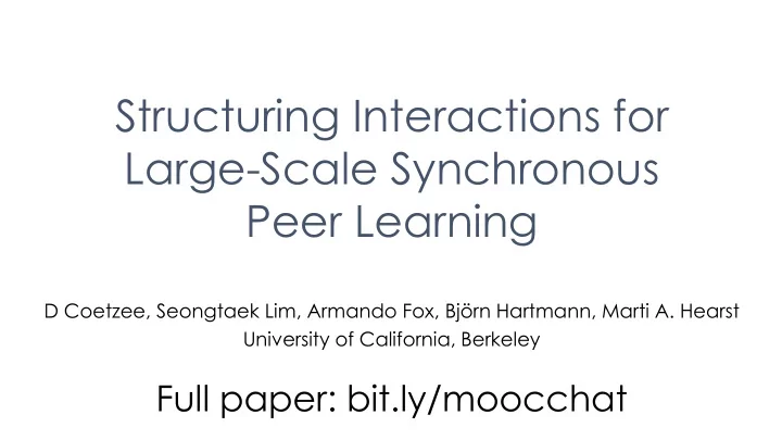 large scale synchronous