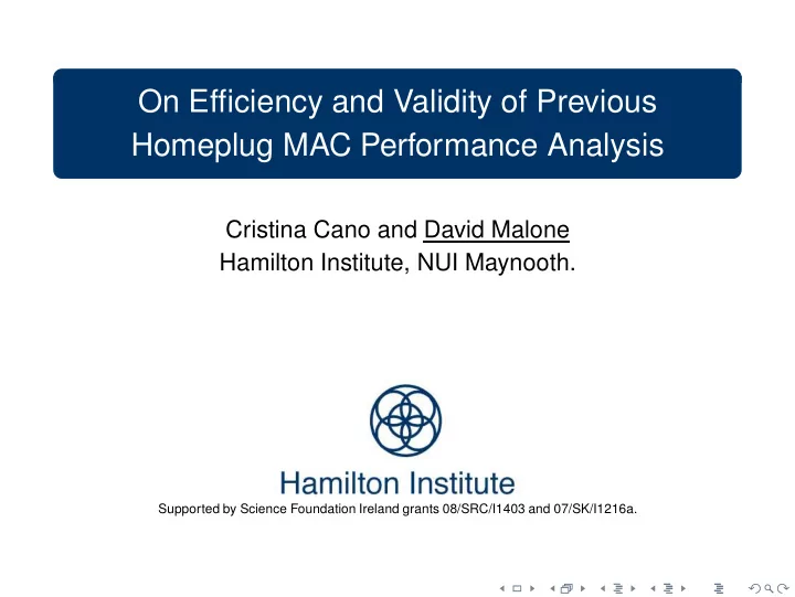 on efficiency and validity of previous homeplug mac