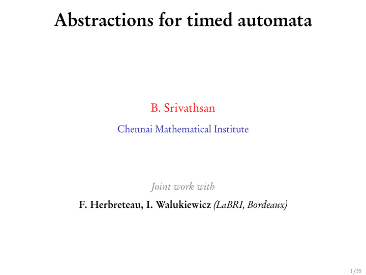 abstractions for timed automata