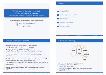 Contents  Foundations of Artificial Intelligence  What are CSPs?  1  5. Constraint Satisfaction