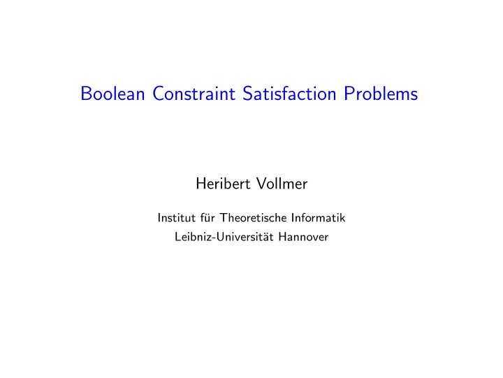 boolean constraint satisfaction problems