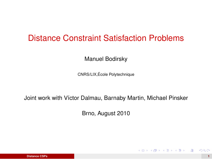 distance constraint satisfaction problems