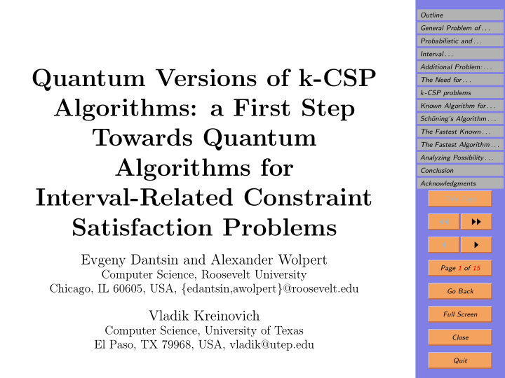 quantum versions of k csp