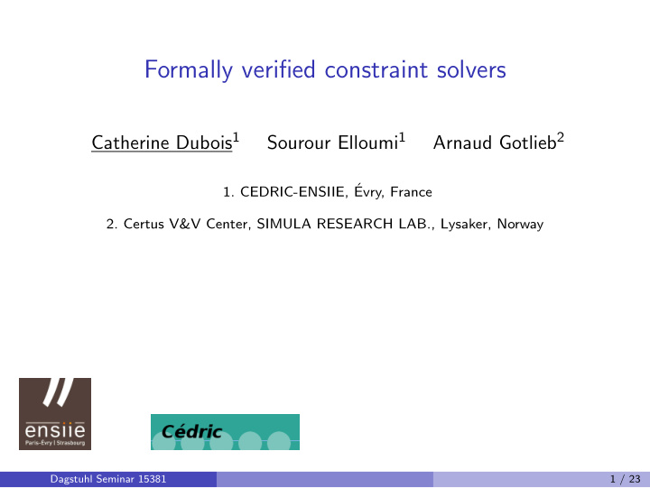 formally verified constraint solvers