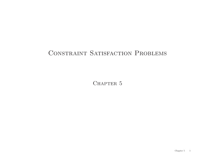 constraint satisfaction problems