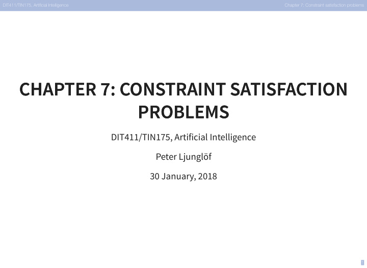 chapter 7 constraint satisfaction chapter 7 constraint