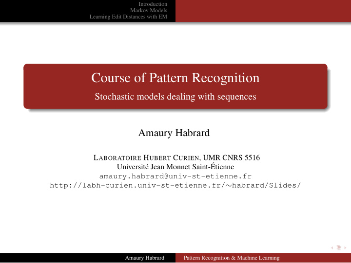 course of pattern recognition