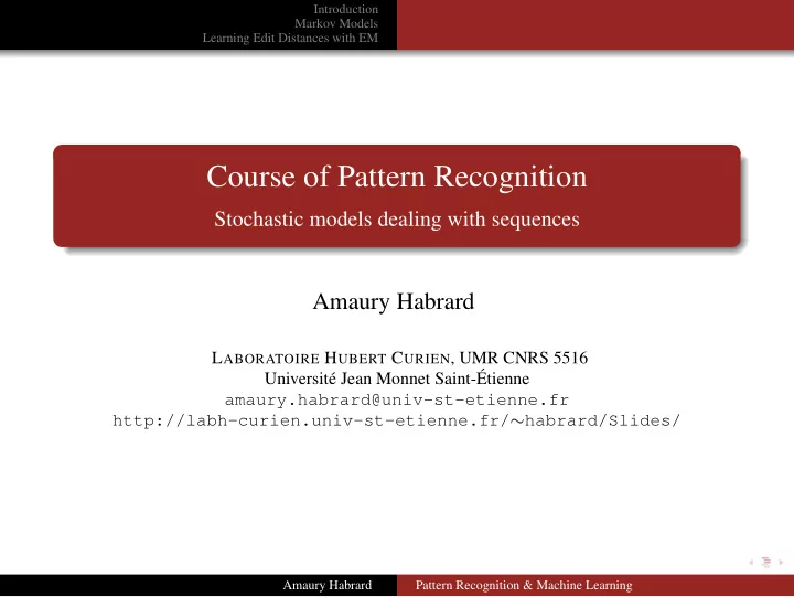 course of pattern recognition