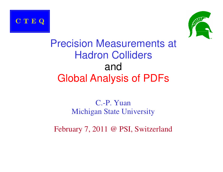 precision measurements at hadron colliders hadron