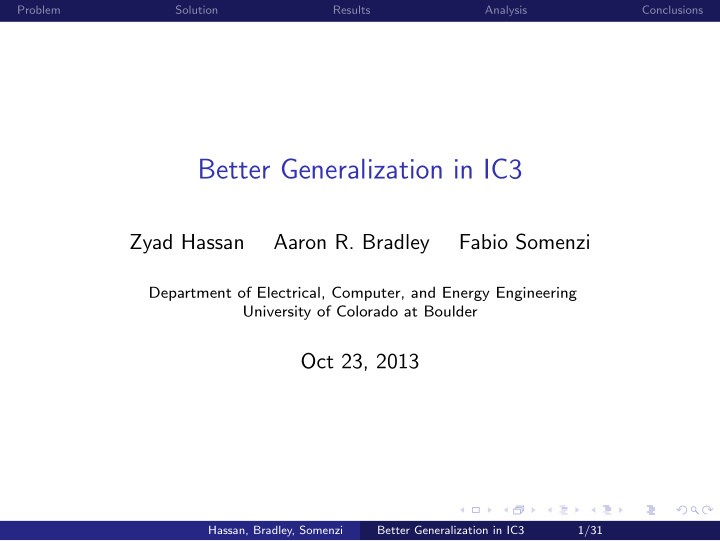 better generalization in ic3