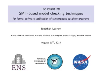 SMT-based model checking techniques  for formal software verification of synchronous dataflow