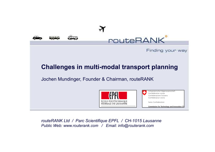 challenges in multi modal transport planning