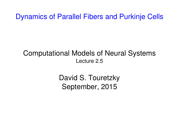 dynamics of parallel fibers and purkinje cells