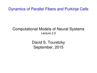 Dynamics of Parallel Fibers and Purkinje Cells  Computational Models of Neural Systems  Lecture 2.5