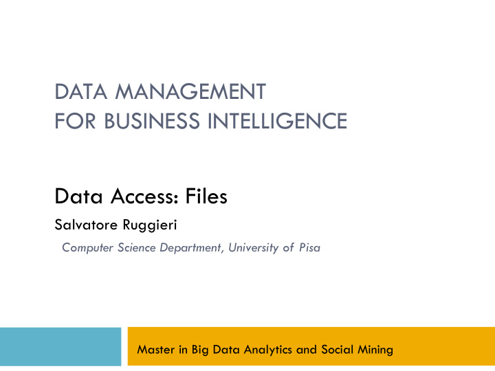 data management for business intelligence