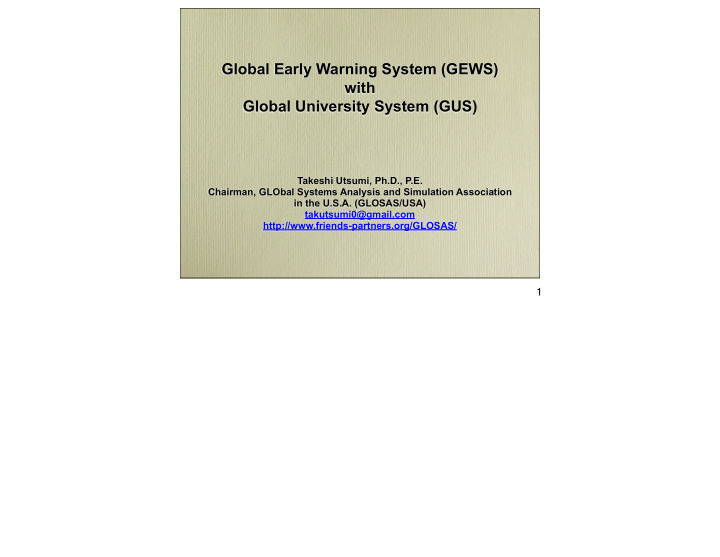 global early warning system gews with global university
