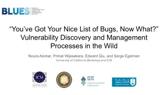 Youve Got Your Nice List of Bugs, Now What?  Vulnerability Discovery and Management
