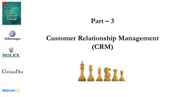 Part  3  Customer Relationship Management  (CRM)  Resource Person  MATHISHA HEWAVITHARANA  MBA