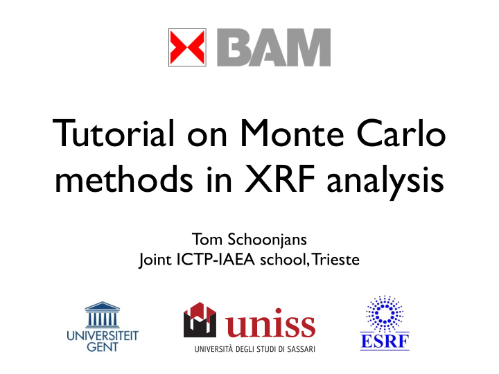 tutorial on monte carlo methods in xrf analysis