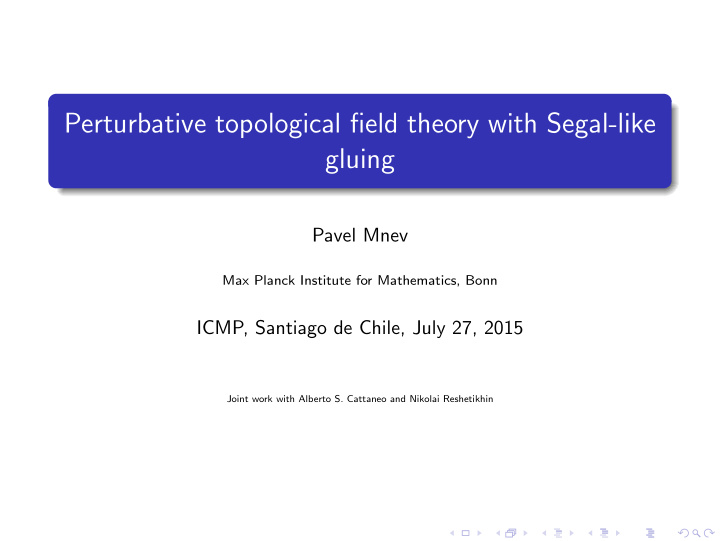 perturbative topological field theory with segal like