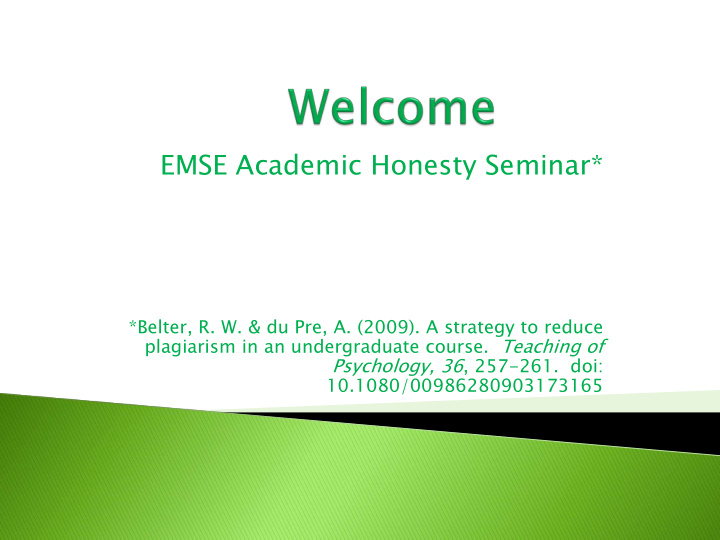 emse academic honesty seminar