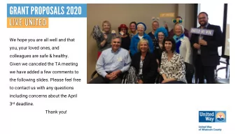 GRANT PROPOSALS 2020  We hope you are all well and that  you, your loved ones, and  colleagues are