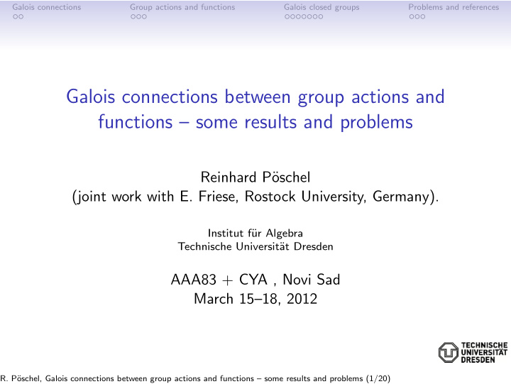 galois connections between group actions and functions
