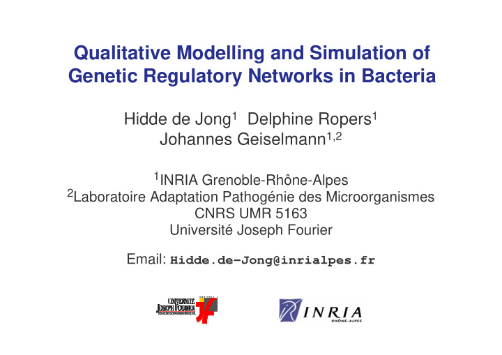 qualitative modelling and simulation of genetic